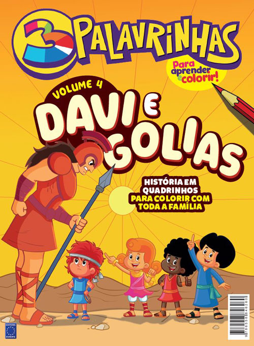 História em Quadrinhos para Colorir 3 Palavrinhas - Volume 4: Davi e Golias