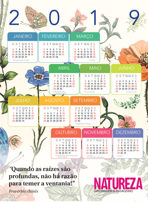 Calendário Anual Natureza 2019