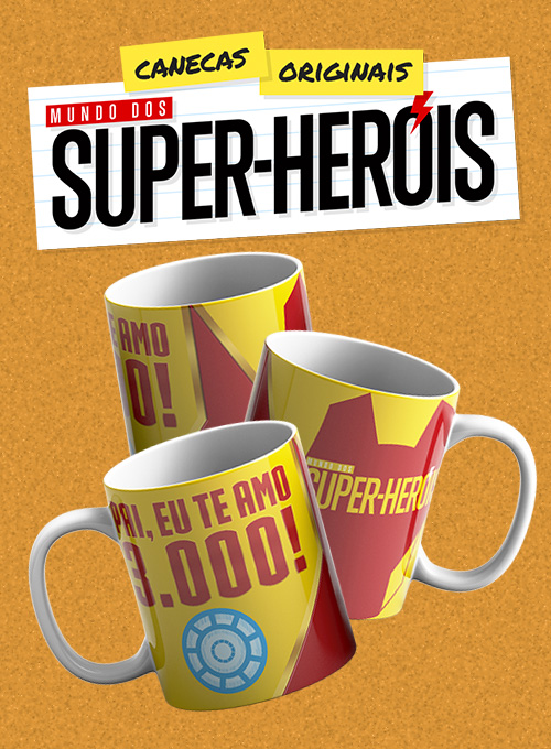 Caneca Mundo dos Super-Heróis: Te amo 3.000 vezes