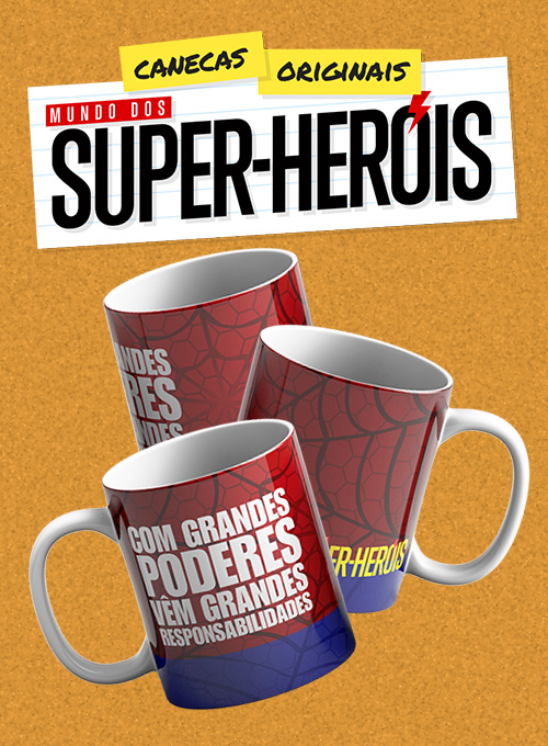 Caneca Mundo dos Super-Heróis: Com grandes poderes...