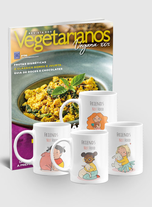 Assinatura Revista dos Vegetarianos (24 exemplares) + 4 Canecas - Go Vegan